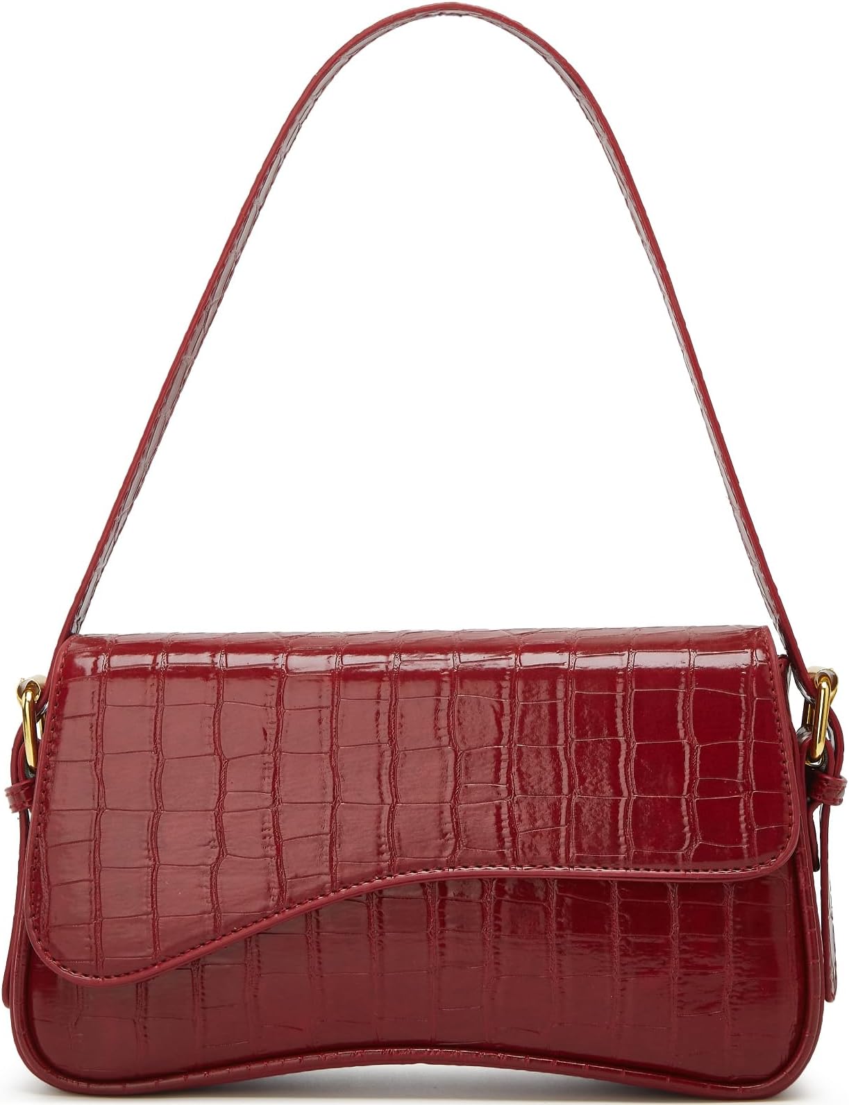 Shoulder Bag for Women Y2K Crossbody Purse PU Leather Underarm Handbag 2 Adjustable Strap for Daily Commute Travel