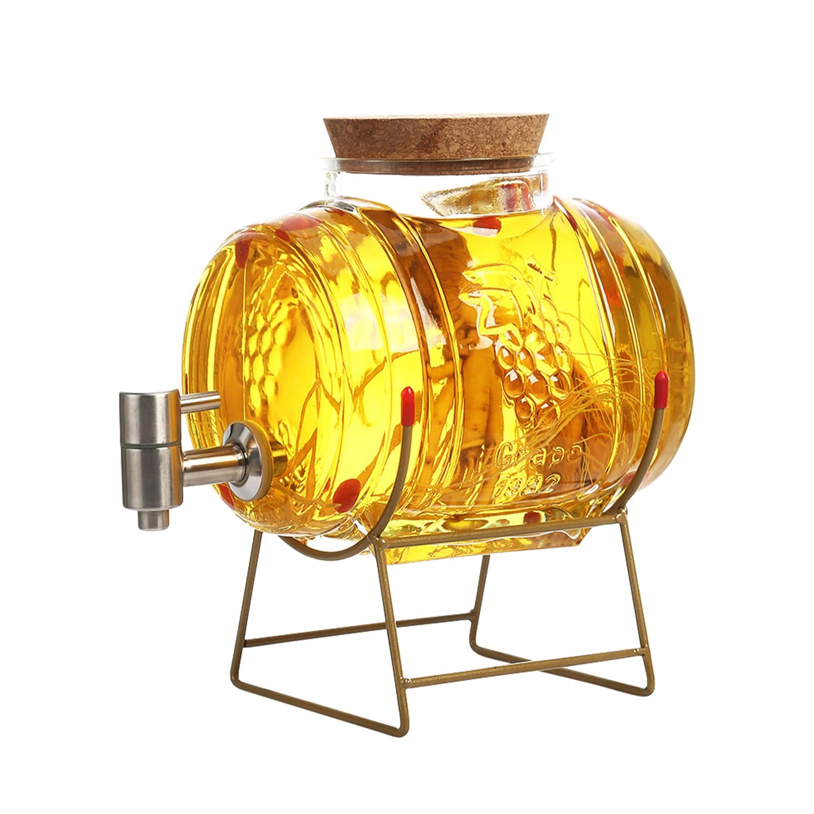 Whisky Decanter 5L Whisky Decanter Carafe, 2 in 1 Glass Dispenser Wine Barrel with Tap&Stand, Party Drink Dispenser Gift Set for Scotch Bourbon Vodka Rum Liquor