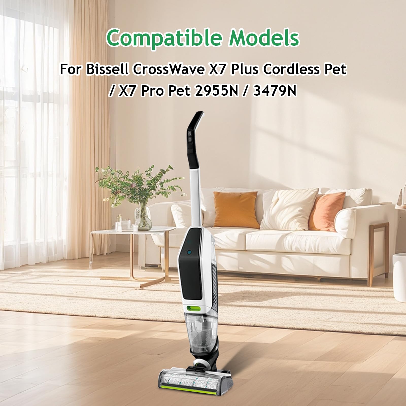 Rolka szczotki + filtr zestaw akcesoriów do odkurzacza do Bissell CrossWave X7 Pet Pro 2955N, 3479N części zamienne do odkurzacza na mokro i sucho, 2 rolki szczotki + 2 filtry watowe + 1