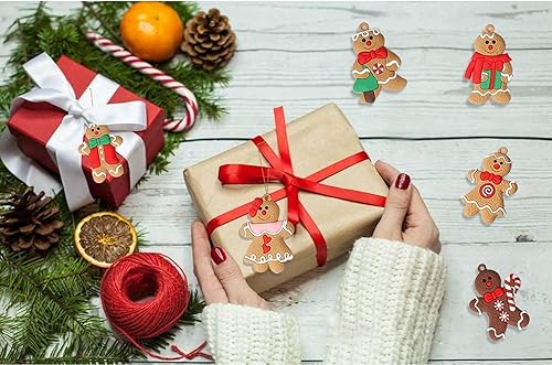 Miniatura 79 de Adornos de casa de jengibre para decoración de árbol de Navidad, 12 piezas de decoración de Navidad de casa de jengibre, adornos colgantes