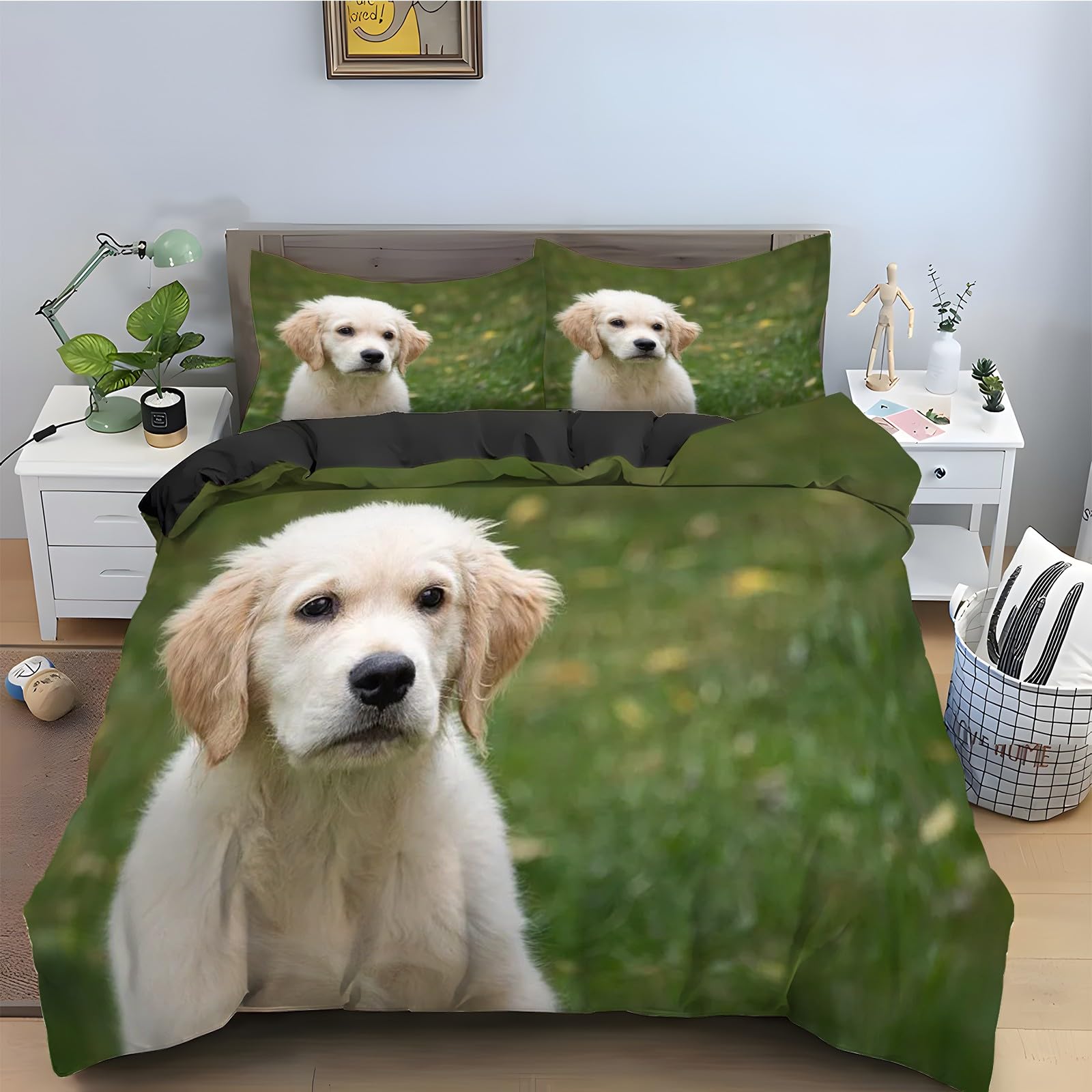 Parure de lit Labrador 160x200 cm en microfibre douce avec fermeture éclair pratique