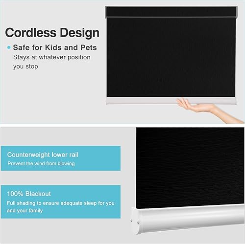 Miniatura 3 de MYshade Persianas enrollables opacas personalizadas, sin cordón, persianas para ventanas, persianas opacas para el hogar, fáciles de instalar