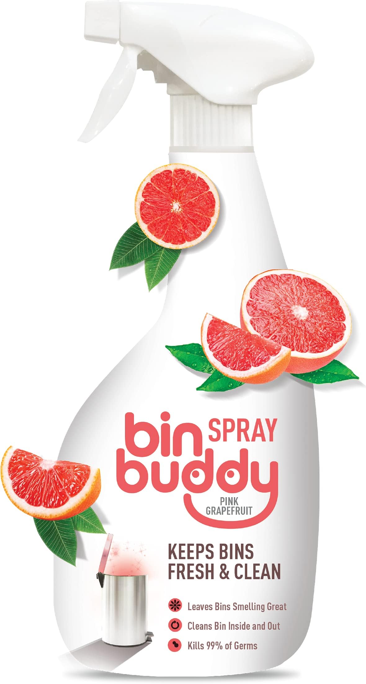 Bin Buddy Pink Grapefruit Spray, 500ml, Kills Germs, Leaves Bins Smelling Great, Suitable for Indoor & Outdoor Use