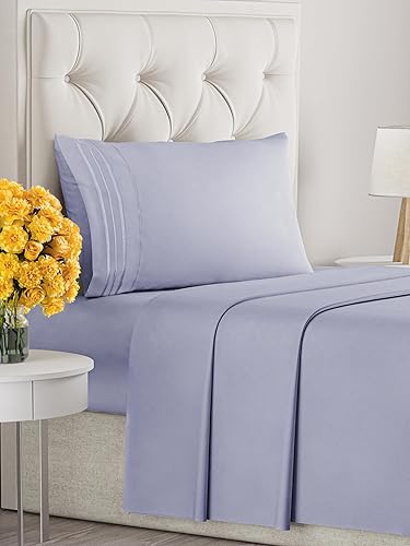 Vista 169 de Juego de sábanas de 4 piezas tamaño king, extrasuaves, transpirables y refrescantes con esquinas profundas, sábanas de fácil ajuste y sin arrugas