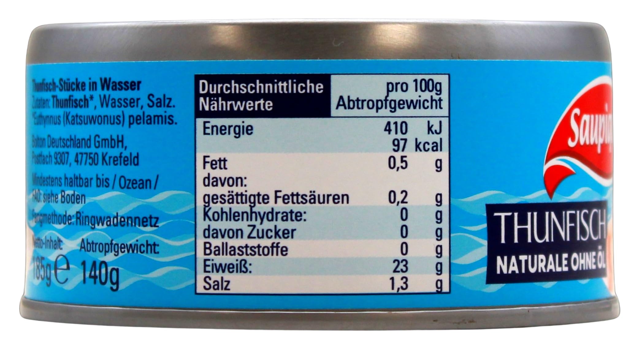 Saupiquet Thunfisch Naturale ohne Öl, 12er Pack (12 x 140g)