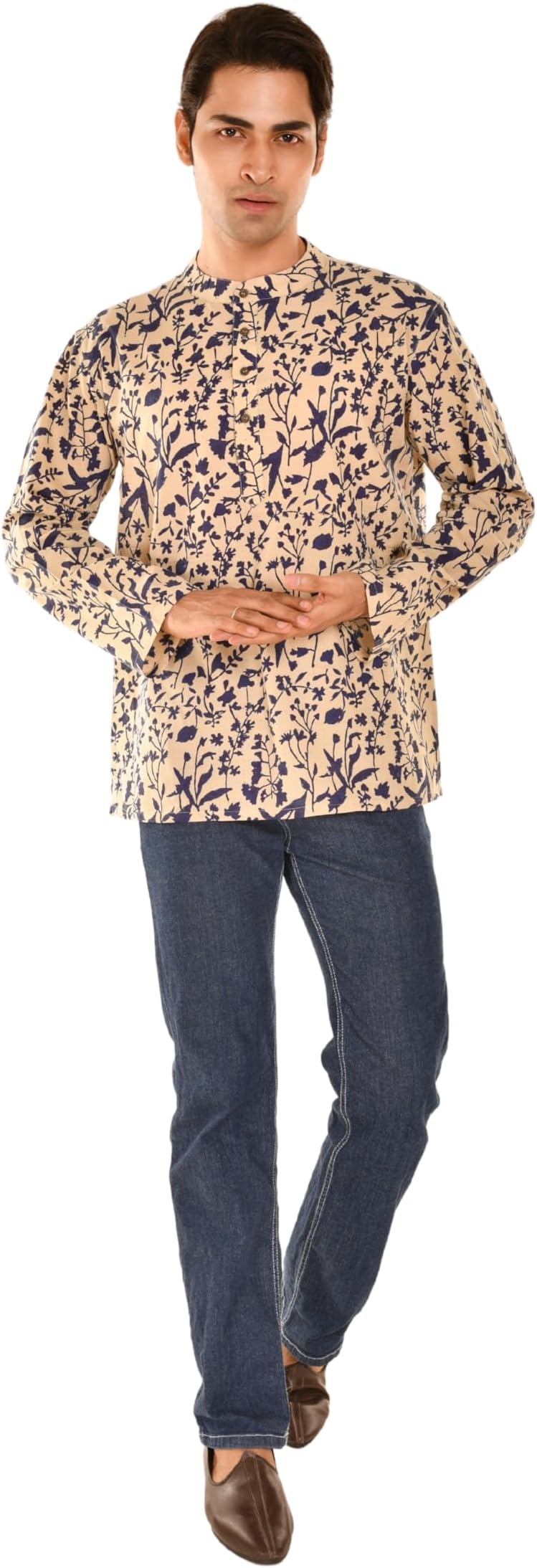 - Men’S Short Kurta | Comfortable 100% Cotton Ethnic Kurta for Casual Wear, Festive Occasions & Daily Use | Stylish Traditional Kurta for Men Biscuit