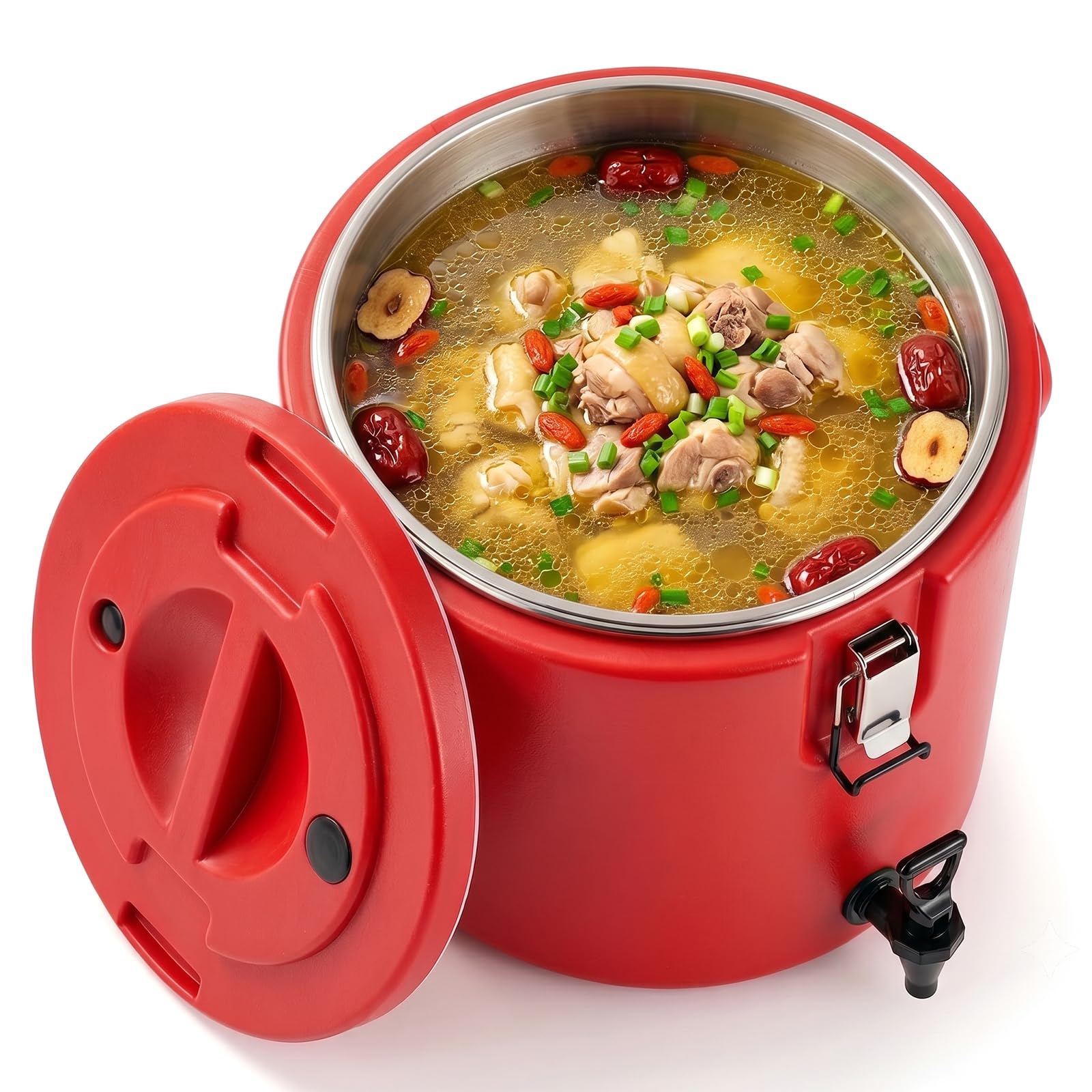 Contenitore termico da 12 litri con rubinetto, contenitore termico portatile per zuppe, scaldavivande con rivestimento interno in acciaio inox per alimenti e acqua