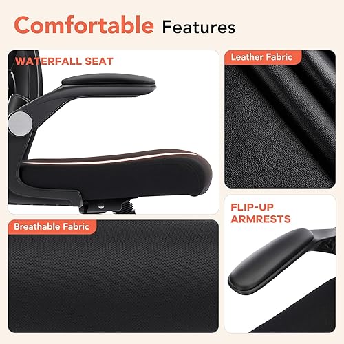 Miniatura 5 de Silla de oficina ergonómica, silla de escritorio para computadora con soporte lumbar ajustable, silla de oficina de malla transpirable con