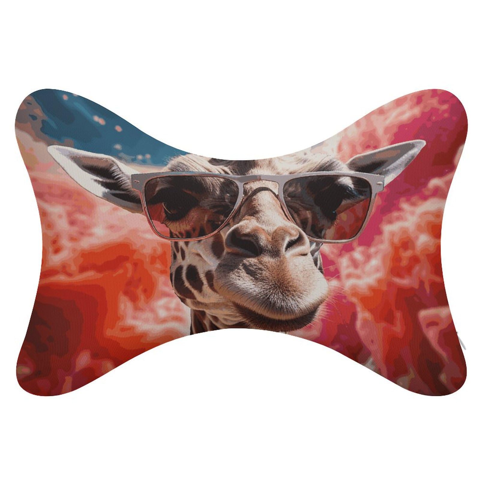 Lot de 2 coussins de nuque de voiture ultra confortables et doux pour appuie-tête de voiture Motif girafe portant des lunettes de soleil Coussin repose-tête universel respirant amovible pour conduite,