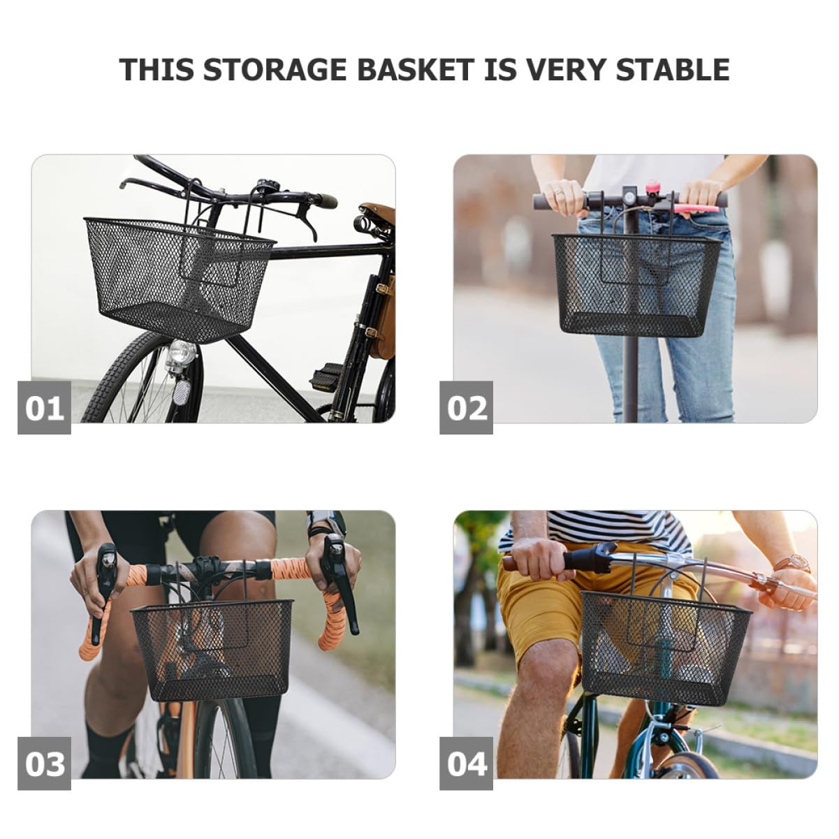 2 Stück-Pack Metall Fahrradkorb Vorne Großer Abnehmbarer Lenkerkorb Praktischer Fahrrad Gemüsekorb Für Mountainbike Und E-Bike Fahrrad Zubehör Für Radtouren