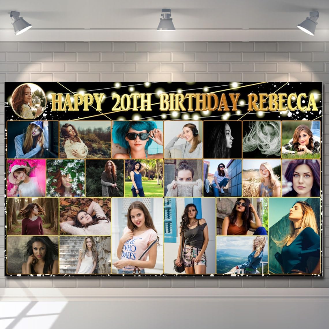 Personalised Happy Birthday Backdrop Background Banner Multi Photo blue Sign Poster Fabric Cloth Curtain Party Decorations man woman kids-1st 2nd 18th 20th 30th 40th 50th 60th