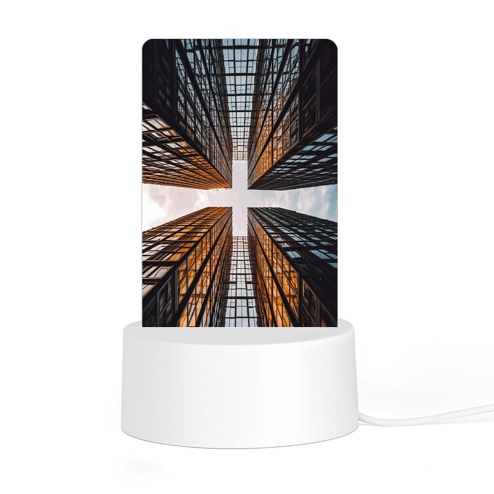 Adfgyerh Style Skyscraper Looking Up At Sky Night Light Acrylic Material Easy Installation, Home Decor Usb Interface Power Supply, Lamp For Restaurant Bar Cafe Room Decor