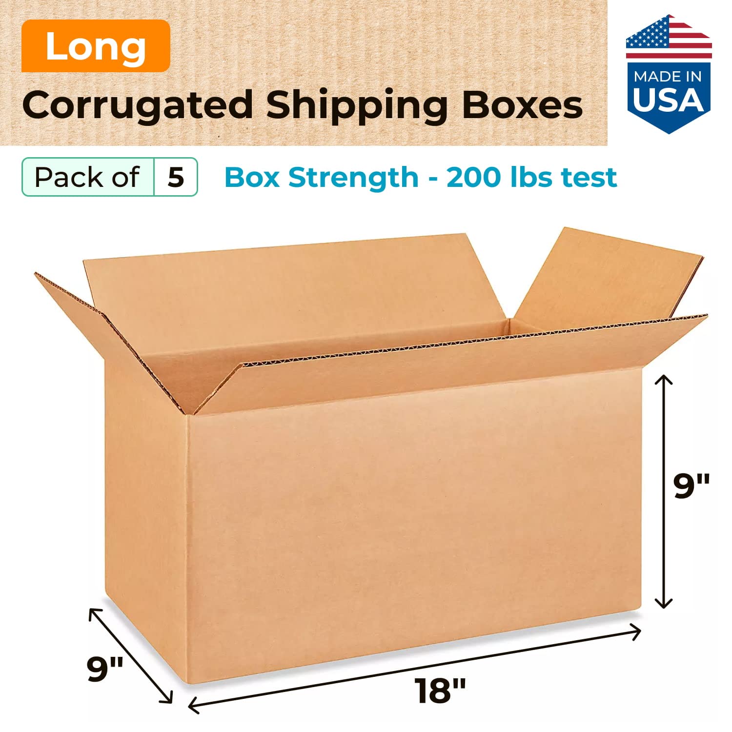 The Packaging Wholesalers 16 x 6 x 6 Inches Shipping Boxes, 25-Count (BS160606)