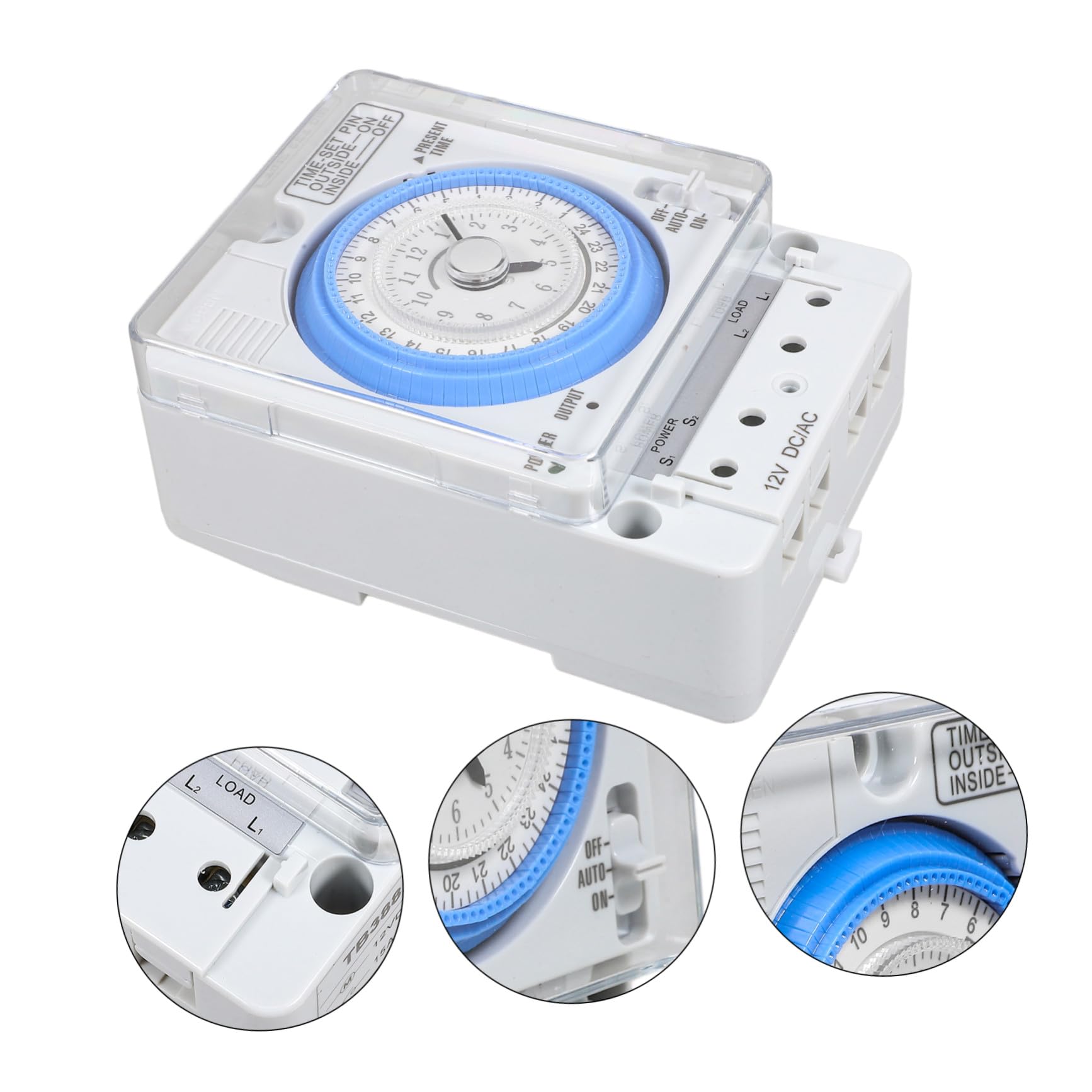 Temporizador Mecánico de Cuenta Regresiva 16a 250vac Blanco PC | Control de Preciso, Uso en Cocina y Hogar, Fácil de Limpiar, Portátil, sin Batería Incluida