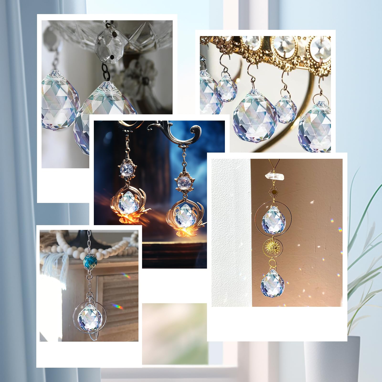 20 pezzi di cristalli da appendere, prismi in cristallo da 20 mm, acchiappasole in cristallo, suncatcher per decorazione finestre, pendenti per lampadari, sfera di per casa e progetti artigianali.