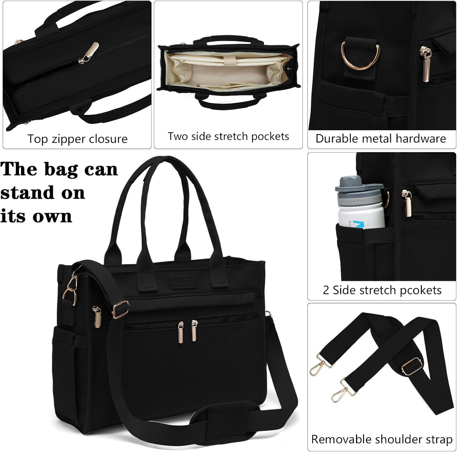 Canvas Tote Bag Set for Women, Large Shoulder Handbags, Crossbody Laptop Purse Work Teacher College Travel