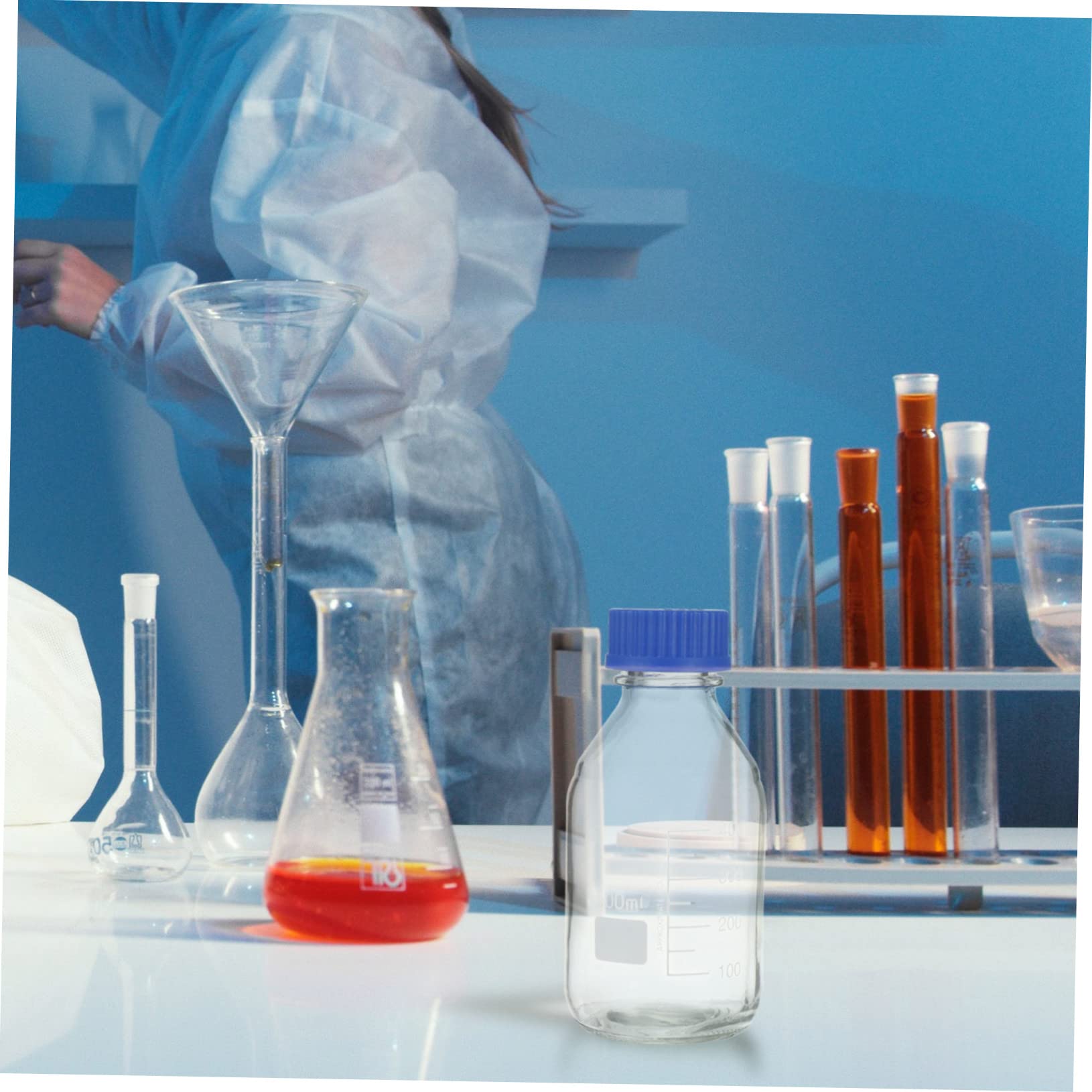 SOLUSTRE 5 Sätze Reagenzflasche Glasflasche Wasserspeicher Skaliertes Laborgefäß Skalierter Behälter Flasche Für Laborreagenzien Probenahme Vorratsflasche Flasche Für Chemikalie 2 Stück * 5
