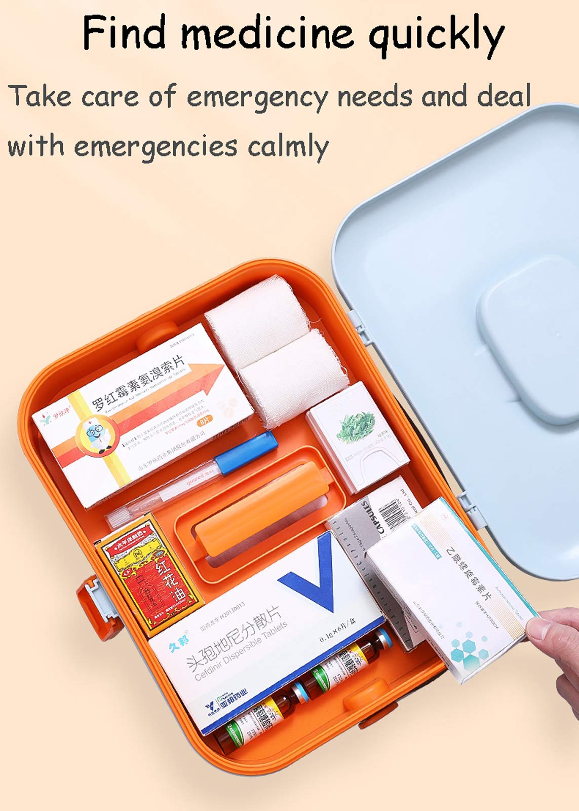 Botiquín De Primeros Auxilios Familiar, Botiquín Portátil, Botiquín De Primeros Auxilios, Caja De Almacenamiento De Pastillas Portátil, Botiquín Portátil con Asa, for El Hogar, Viajes, Traba