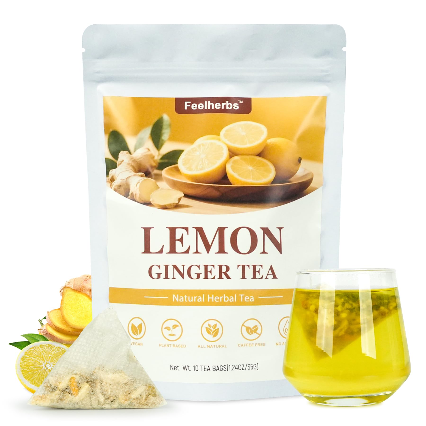 Amazon.com : Organic Lemon & Ginger Tea for Digestion, Caffeine