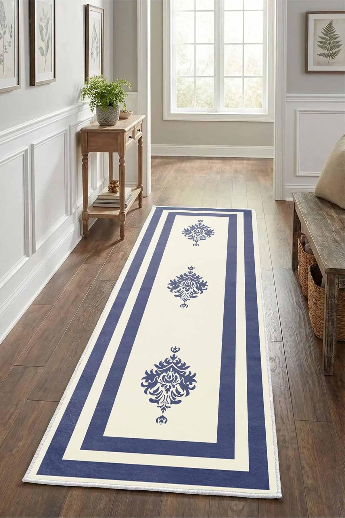 Monnhein Krem Yolluk Black-6 - Yıkanabilir, Kaymaz Taban, Dijital Baskılı, Leke Tutmaz, İnce Hav, Modern Koridor, Mutfak, Antre ve Salon için Dekoratif Yolluk