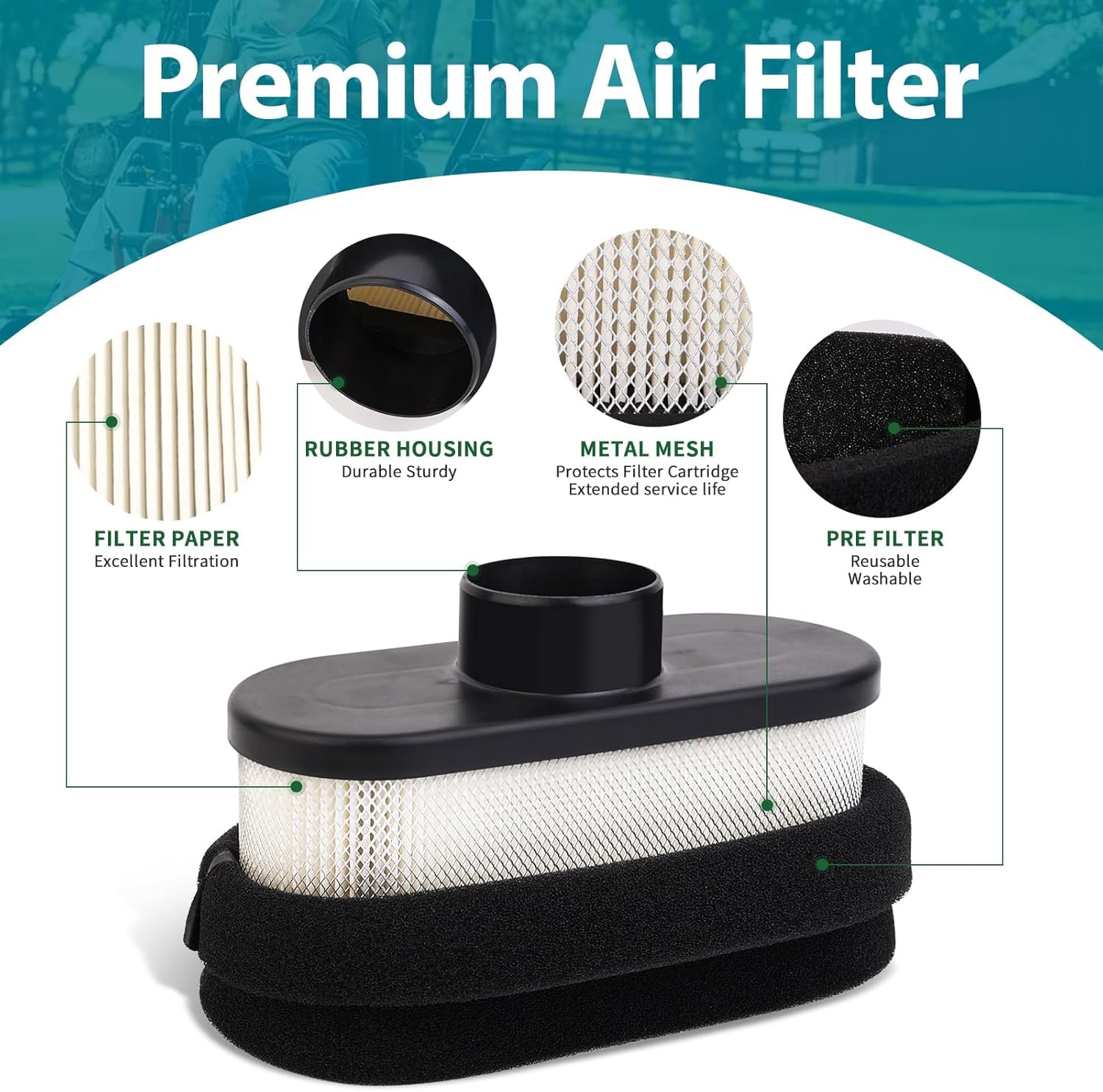 Luftfilter Mit Vorfilter Für Kawasaki FR/FS Motoren – Passend Für 11013-7047 U.a., 4 Stück