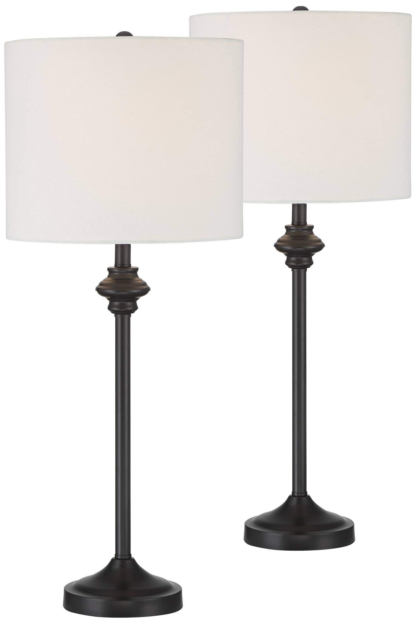 Buy Lynn Modern Buffet Table Lamps 26" Tall Set of 2 Black Metal White