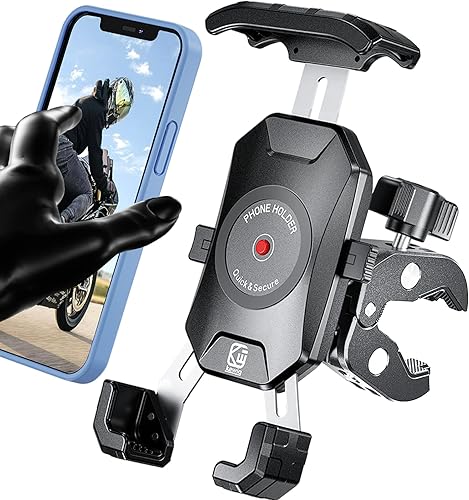 Miniatura 1 de Kewig Soporte de teléfono para motocicleta, soporte de teléfono para bicicleta, abrazadera de manubrio de instalación rápida, soporte de teléfono de