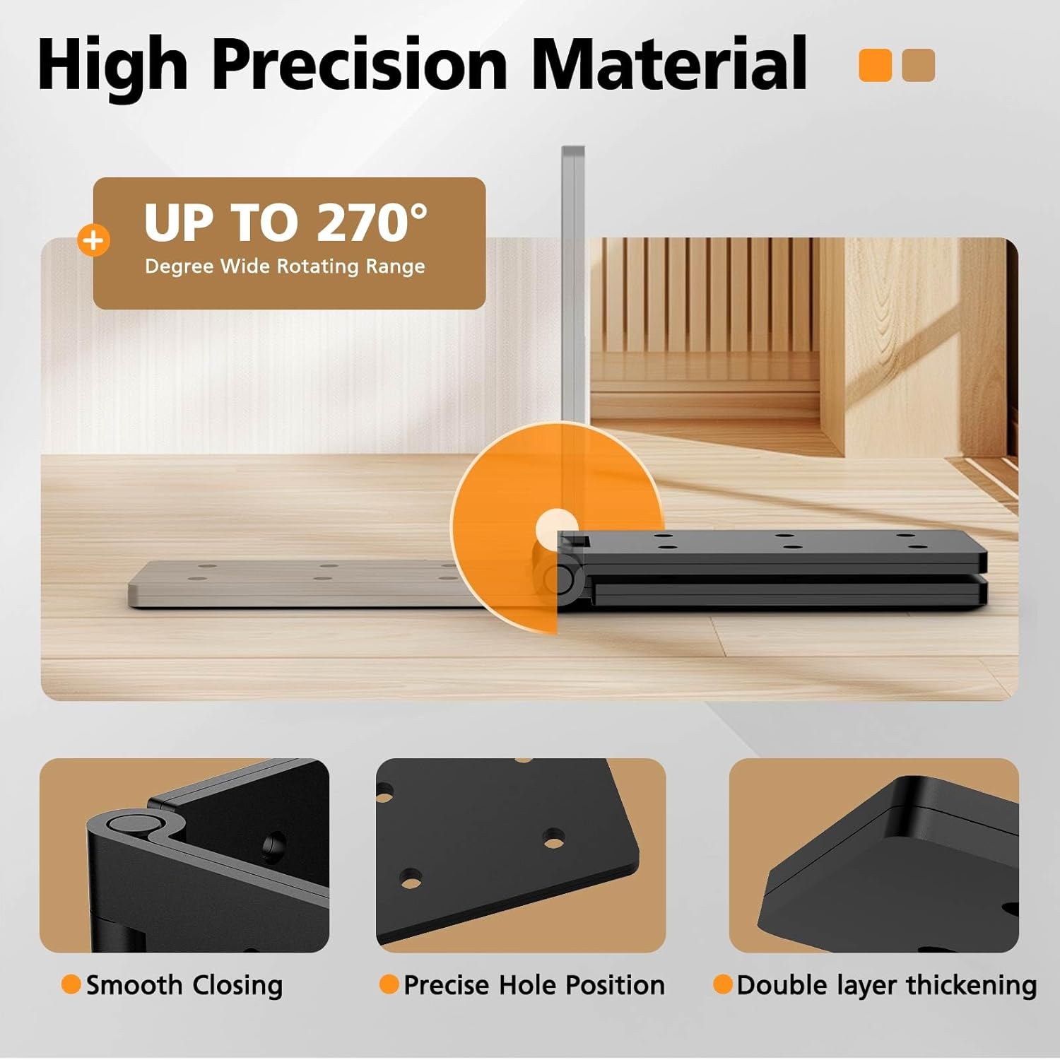Heavy Duty Gate Hinges, Black Gate Hinges with Screws, Heavy Duty Door Hinges，Adjustable Hardware Hinges Kit,Durable Barn Door for Wooden Fences Yard Gate (Black-4PCS)