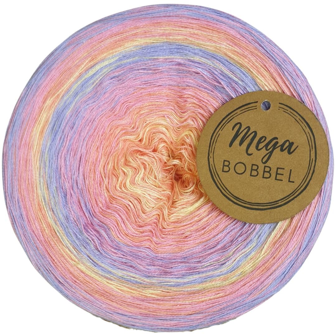 MegaBobbel*Strudel mit Quarz & Magic*A505* (Außenfarbe: Rosa+Magic) Farbverlaufsgarn - Lace Garn Bobbel Wolle zum Häkeln & Stricken - 50% Baumwolle/50% Polyacryl (4 fädig, 3750m)