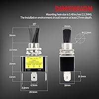 Vista 3 de DaierTek Interruptor de palanca iluminado para automóvil de 12 V, amarillo de 12 voltios, interruptor de palanca LED con luz ámbar iluminada, 30