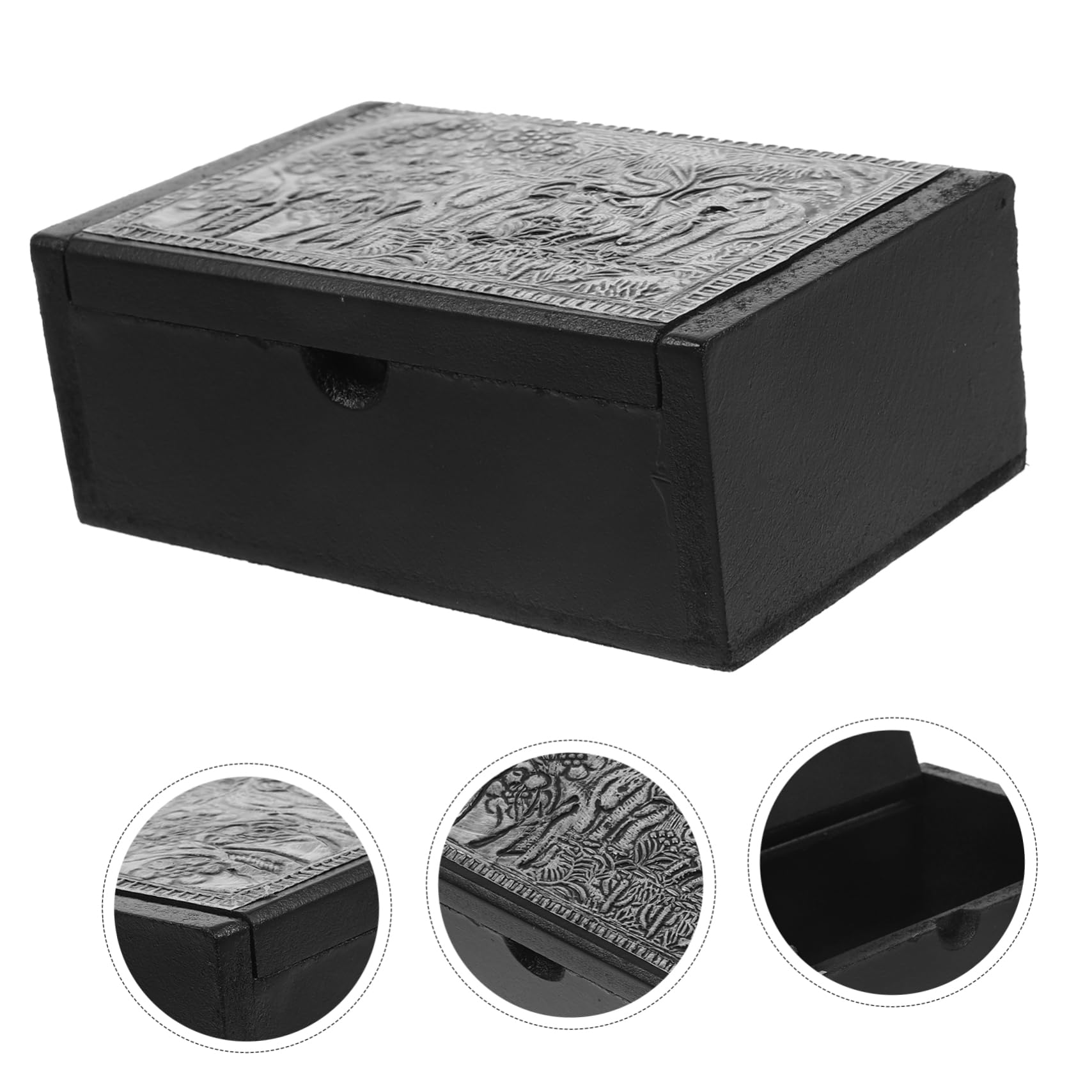 BRIGHTFUFU Wooden Recipe Storage Box Lid Portable Card Organizer for Business Recipe Cards Lightweight Design for Desktops Versatile Storage Pattern Design