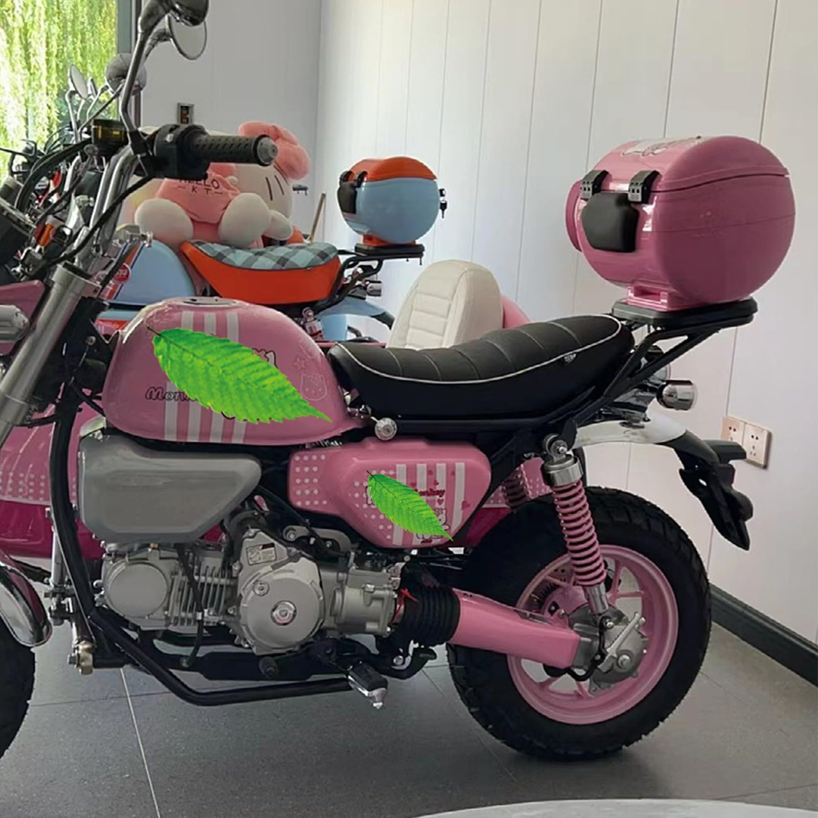Porte-bagages arrière de moto compatible avec Honda Monkey 125 Stona Ape 125 Cross Porte-bagages arrière Porte-bagages en acier Porte-bagages Accessoires avec filet