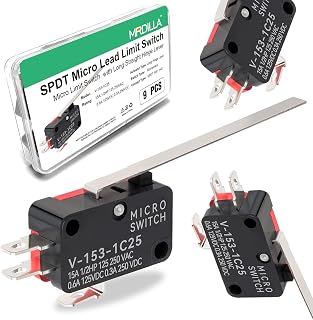 9PCS V-153-1C25 Micro Limit Switches Long Hinge Lever SPDT 1NO 1NC 15A 125/250VAC for Arduino Industrial Machinery Safety