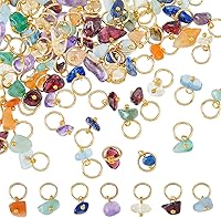 SUPERFINDINGS 84pcs 7 Colors Natural Stone Pendants Gemstone Charms with Gold Jump Rings 14mm Dangle for Jewelry Making Earrings Necklaces