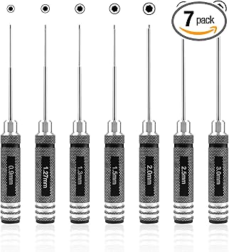 RC Hex Driver Set - 7pcs Hex Allen Screwdriver Kit 0.9mm 1.27mm 1.3mm 1.5mm 2.0mm 2.5mm 3.0mm Key Driver Repair Tools for Rc Car Traxxas Helicopter