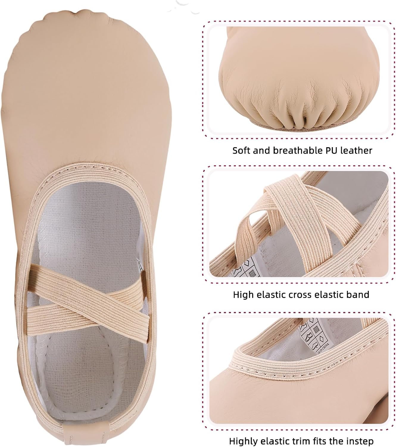 Girls Ballet Shoes for Toddler/Little Kid/Big Kid,Soft Leather Ballet Slippers