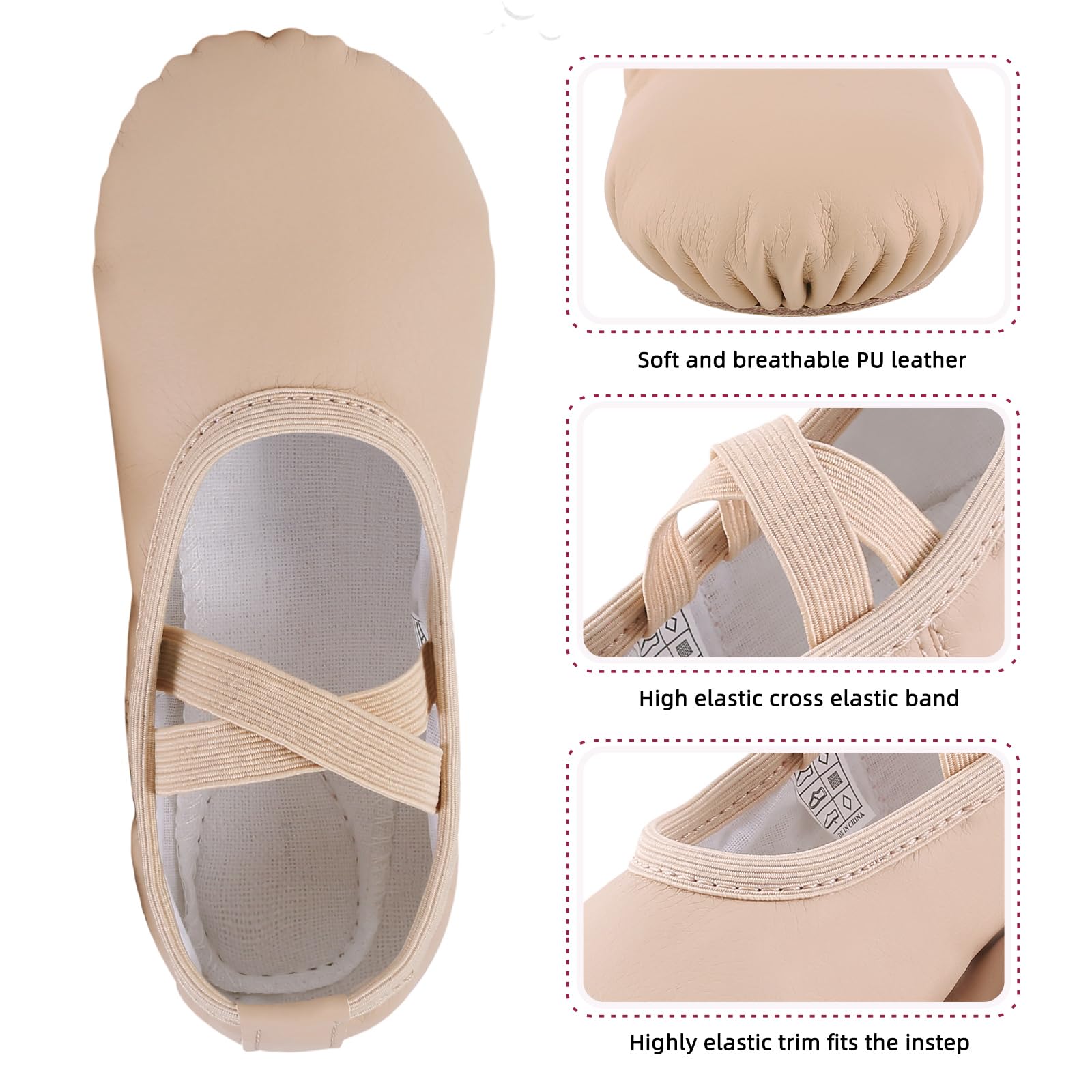 Zapatillas Ballet Niña Zapatos Ballet Mujeres Media Punta de Ballet Zapatillas 22-44 EU