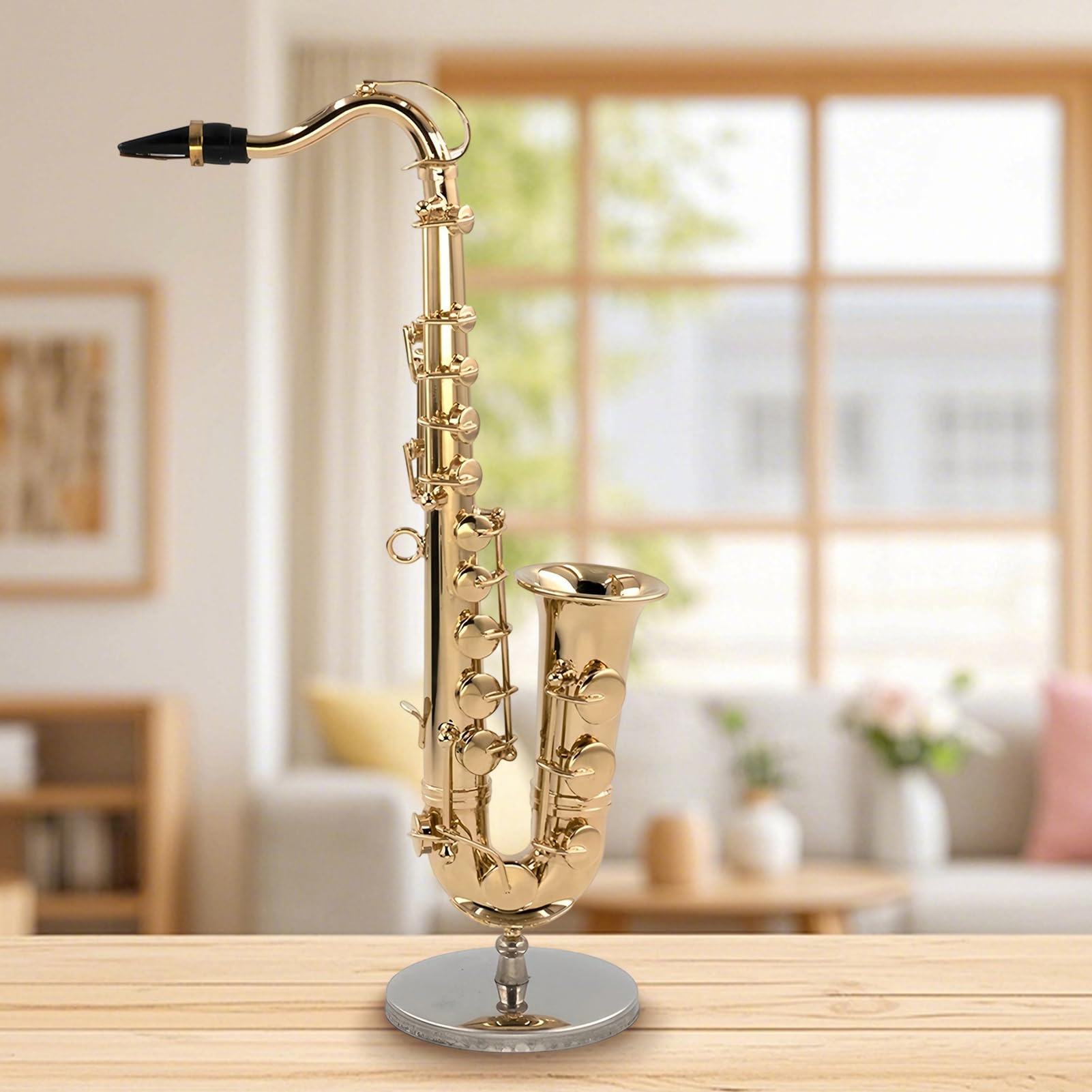Modèle Sax,Modèle Réduit de Saxophone - Instrument de Musique en Laiton Collectionnable avec Support et Écrin pour Présentation Cadeau Maison de Adulte Enfant Noël | Décoration Maison Accessoire Maiso