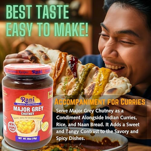 Miniatura 5 de Rani Major Chutney de mango gris (Indian Preserve) 36 onzas (2.2 libras) Paquete económico, tarro de vidrio, listo para comer, vegano  Sin gluten,