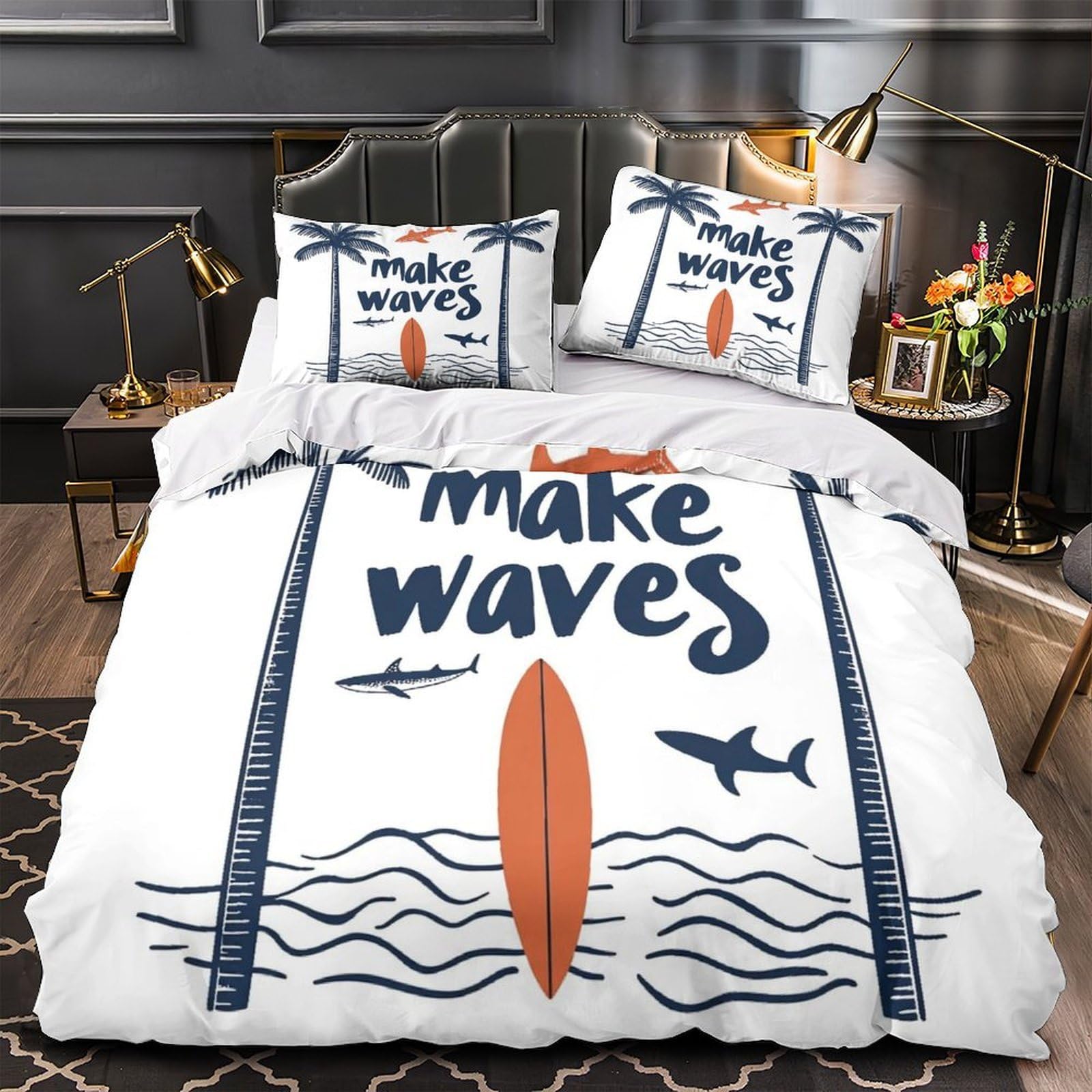 Housse de couette respirante avec fermeture éclair motif glisse et plage