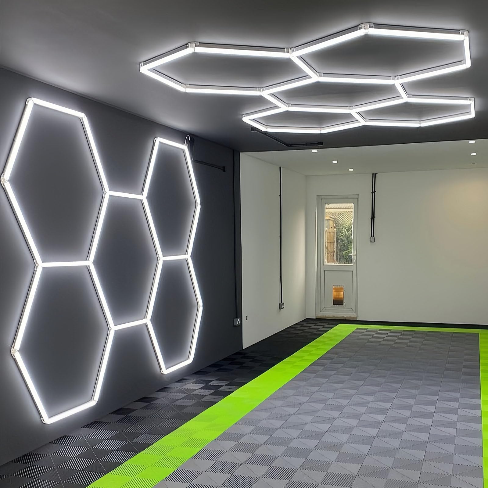 Sechseckige Led Decken, Wand, Werkstatt Und Garagenleuchte, Sechseckige Led Leuchte Mit Wabendesign, 6500 K Farbtemperatur, Geeignet Für Arbeitsplatz Und Werkstattbeleuchtung.,5hexagons-110v