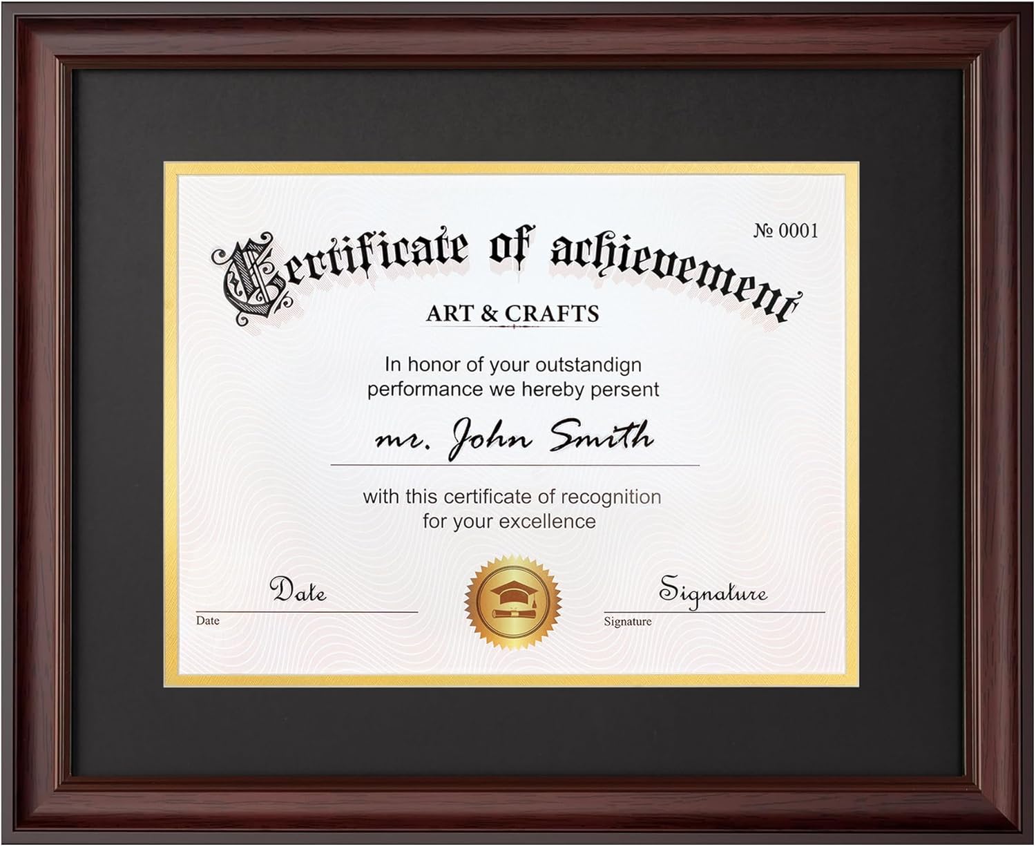 Yaetm 11x14 Diploma Frame with Mat or Display 15x18 Certificate without Mat, High Definition Tempered Glass, Acid-free Black Matt, Degree Frame for Graduation, 1 Pack, Mahogany