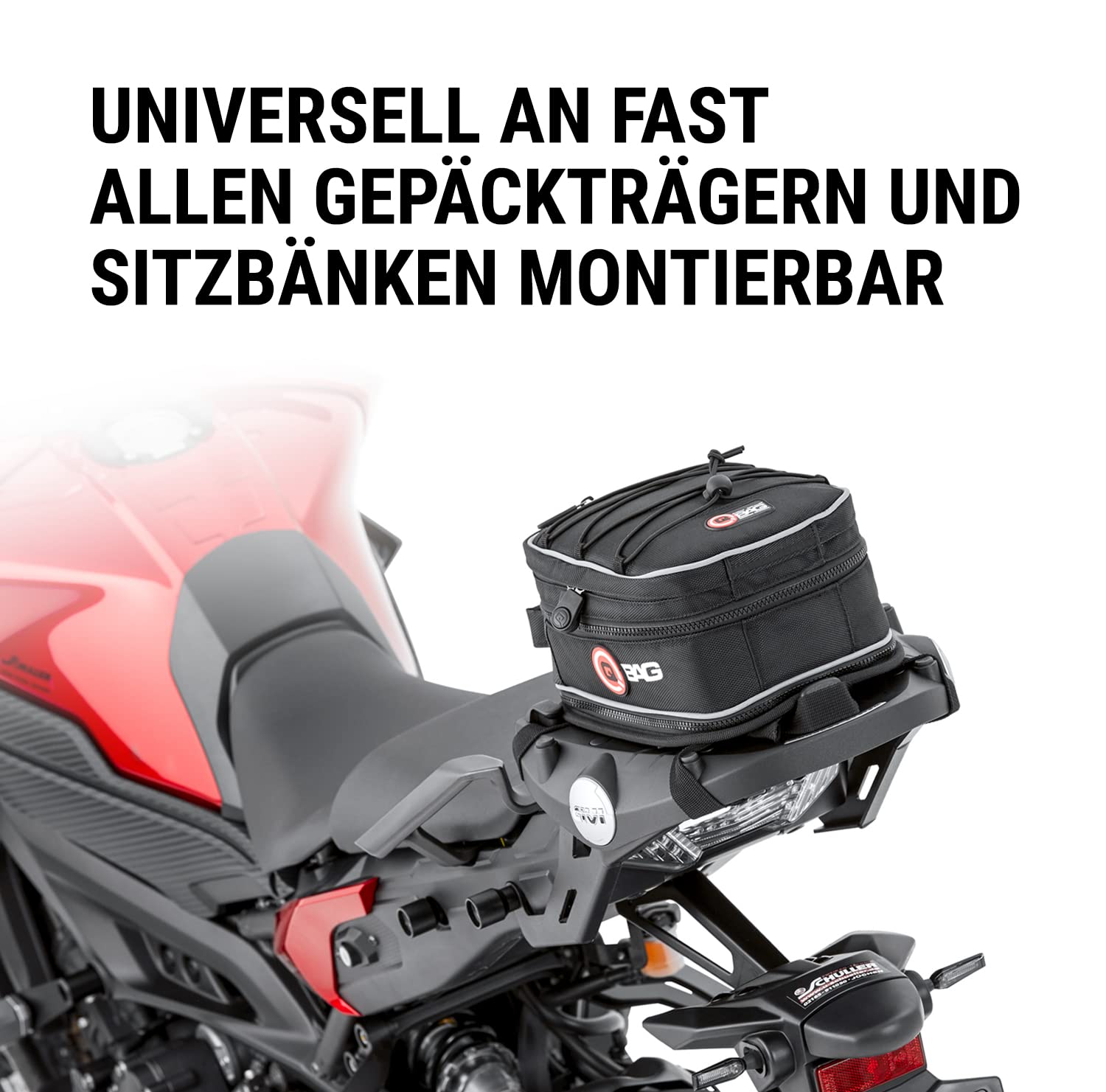 QBag Borsa Posteriore Moto Portaruota 3,5 a 5 Litri, Nero