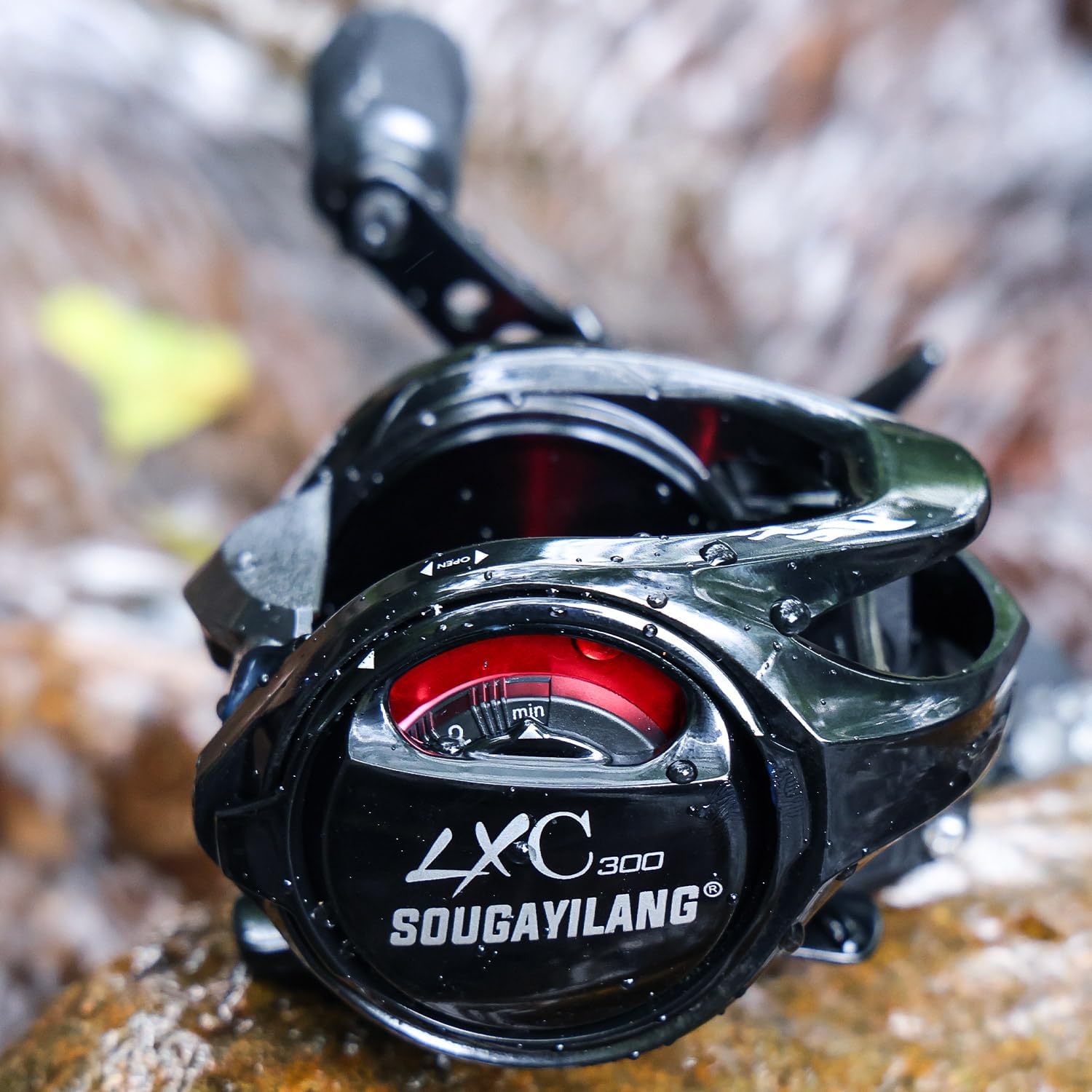 Sougayilang Cool Low Profile Baitcaster Reel - 300 Size, 7.2:1 Gear Ratio, 16lbs Max Drag, Ultra Smooth for Catfish, Musky, Bass