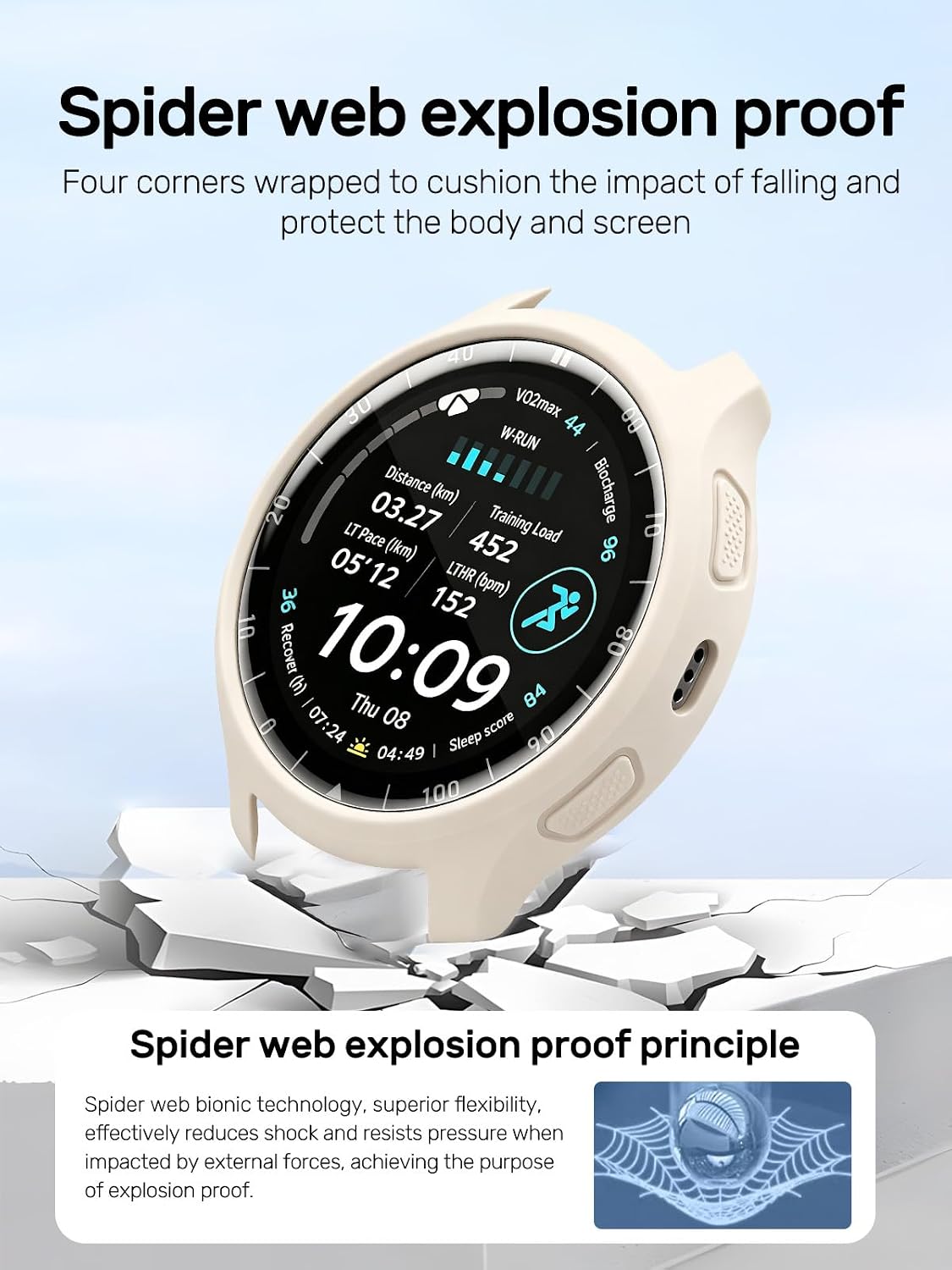 2-Pack Silicone Case for Amazfit Cheetah 2 Pro Smartwatch, Black+Starlight image 2