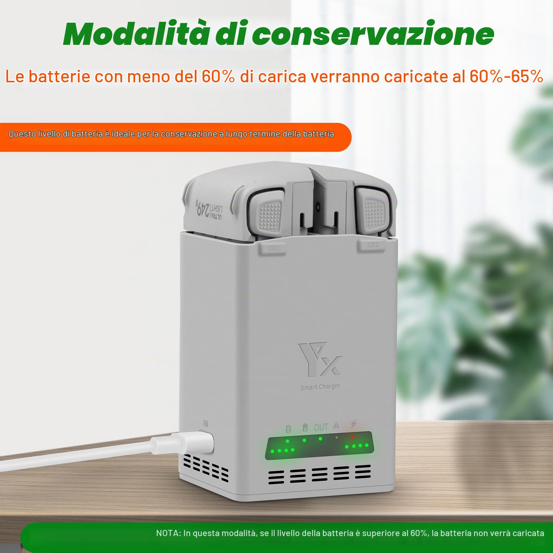 Caricabatteria bidirezionale da 65 W con carica di stoccaggio per DJI Lito 1 X1 | Doppio hub di ricarica, ricarica rapida due batterie per droni accessori
