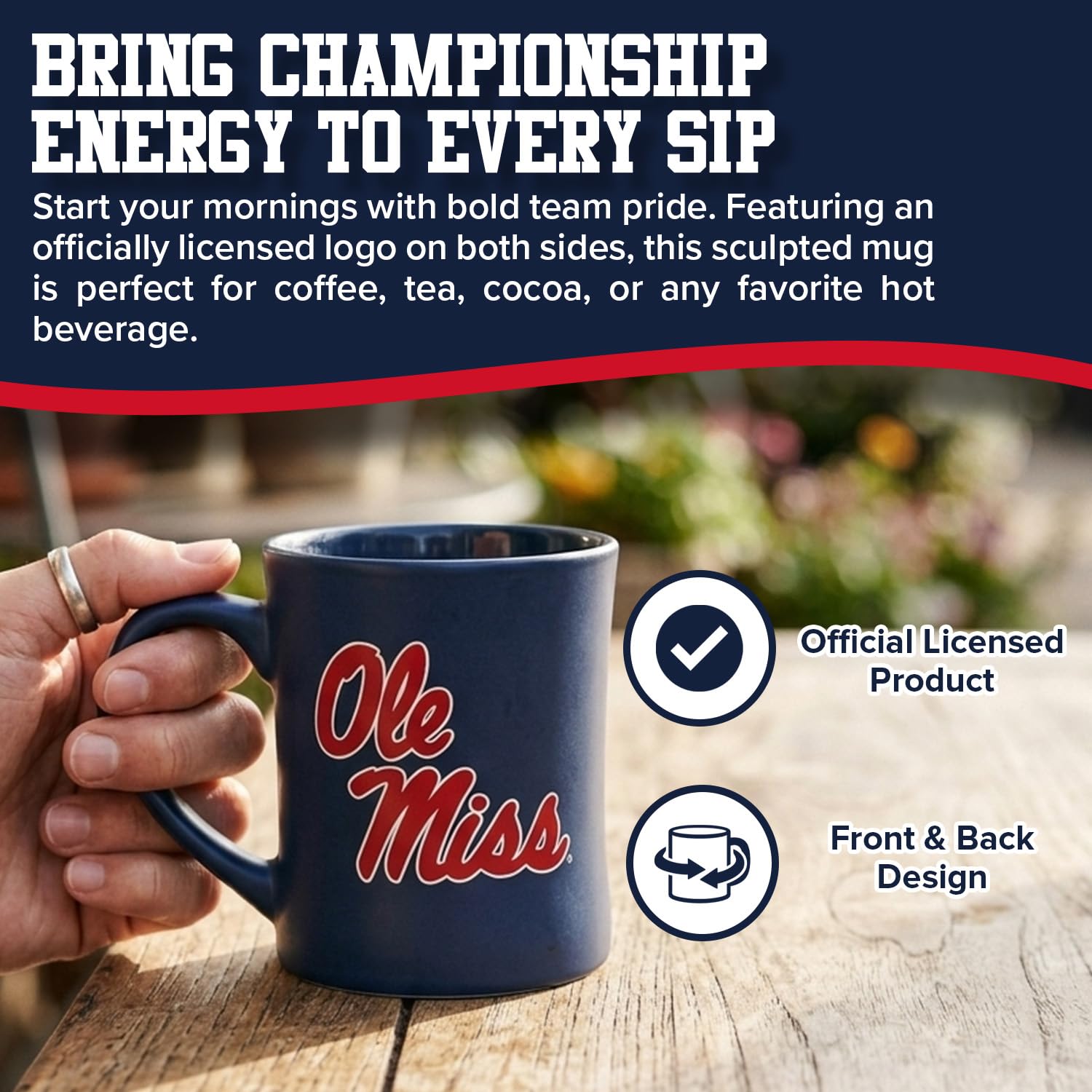 Ole Miss Rebels - Tazza in ceramica scolpita, 470 ml