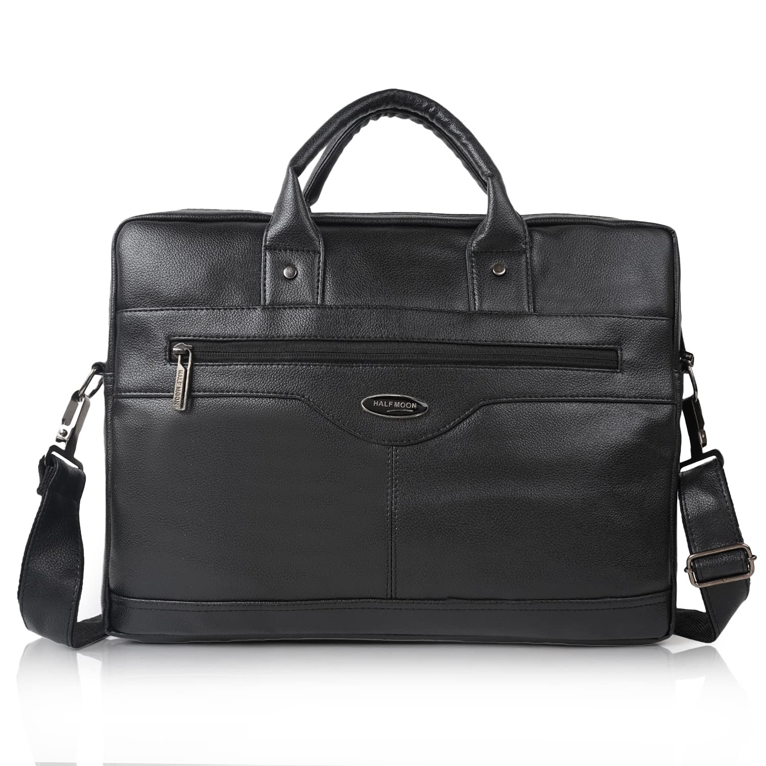 Half Moon Legacy Vegan Leather Laptop Bag for Men/Office Bag for Men, Brown | Fits Upto 16 Inch Laptop/MacBook| Leather Bag with Shoulder Straps | Laptop Messenger Bag/Leather Bag for Men | (Black) (B0C72LD3T1) Amazon Price History, Amazon Price Tracker