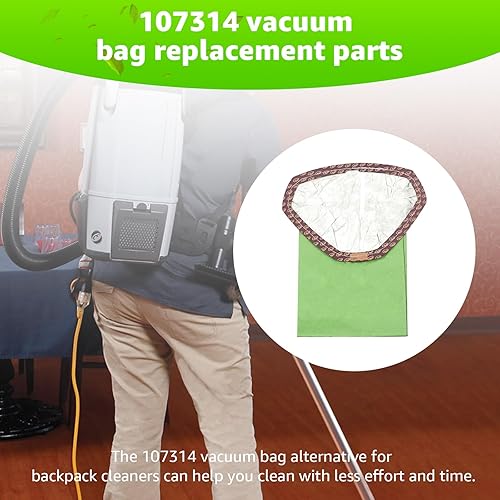 Miniatura 9 de Paquete de 22 bolsas de filtro micro 107314, compatibles con aspiradora ProTeam de 6 cuartos de galón, (collar triangular abierto), repuesto para