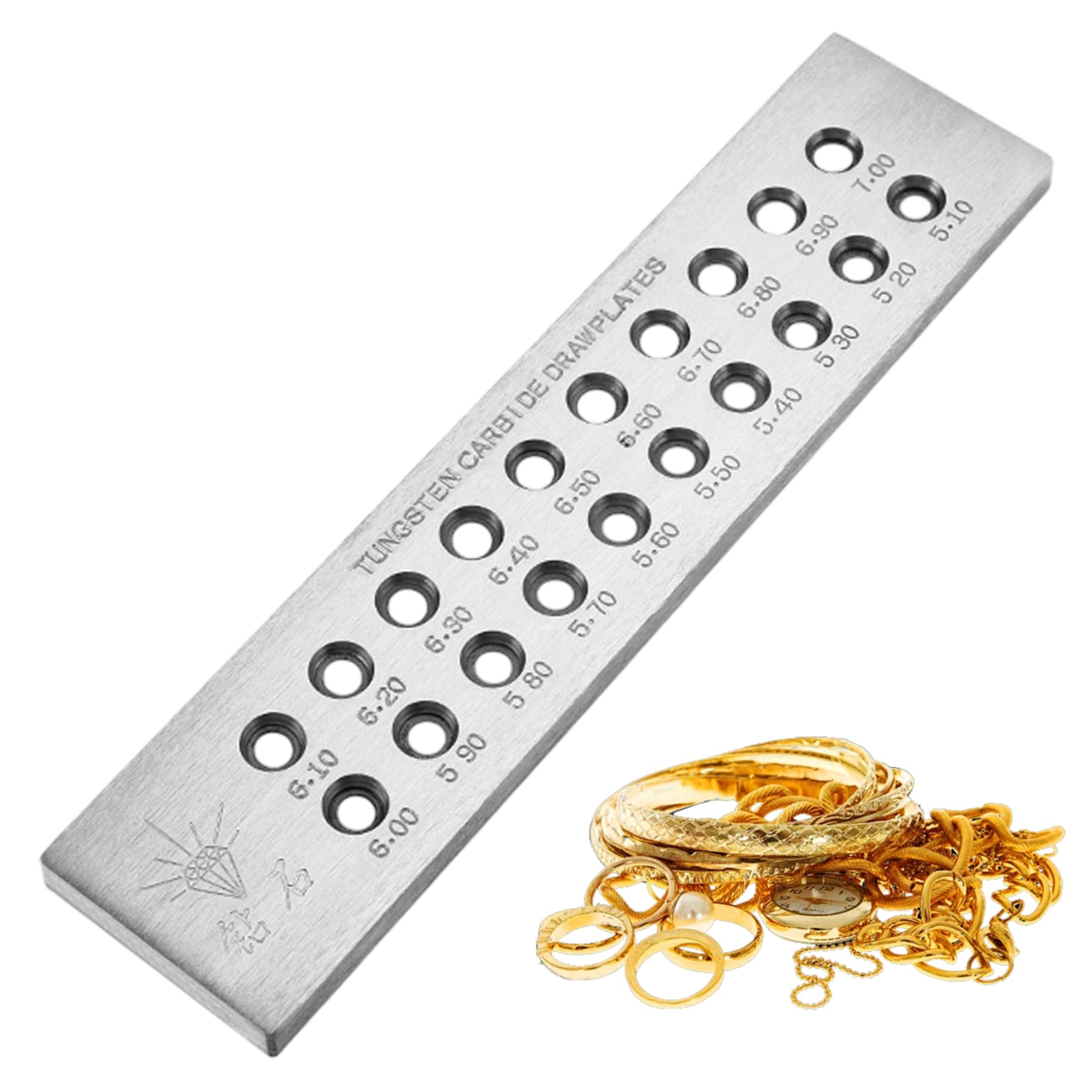 Plaque de traction fil carbure outil tréfilage fil or argent 20 trous semi-circulaires 5.1-7.0mm